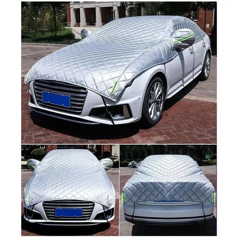 Winter Half Car Cover Auto Thicken Breathable Waterproof Snowproof Universal Car Anti Snow Frost Ice Shield Dust Protector Cover