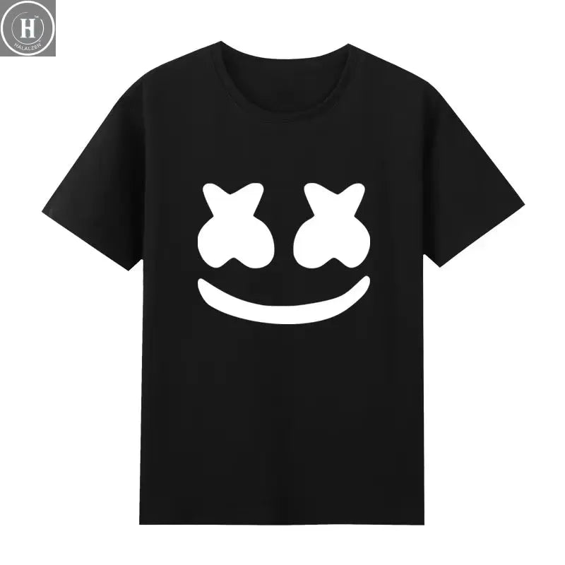 2025 Marshmello Printed Clothes Head Cover Male Top 100 DJ Electronic Nightclub Cotton Short Sleeve T-shirt High Quality T Shirt HALALZEN