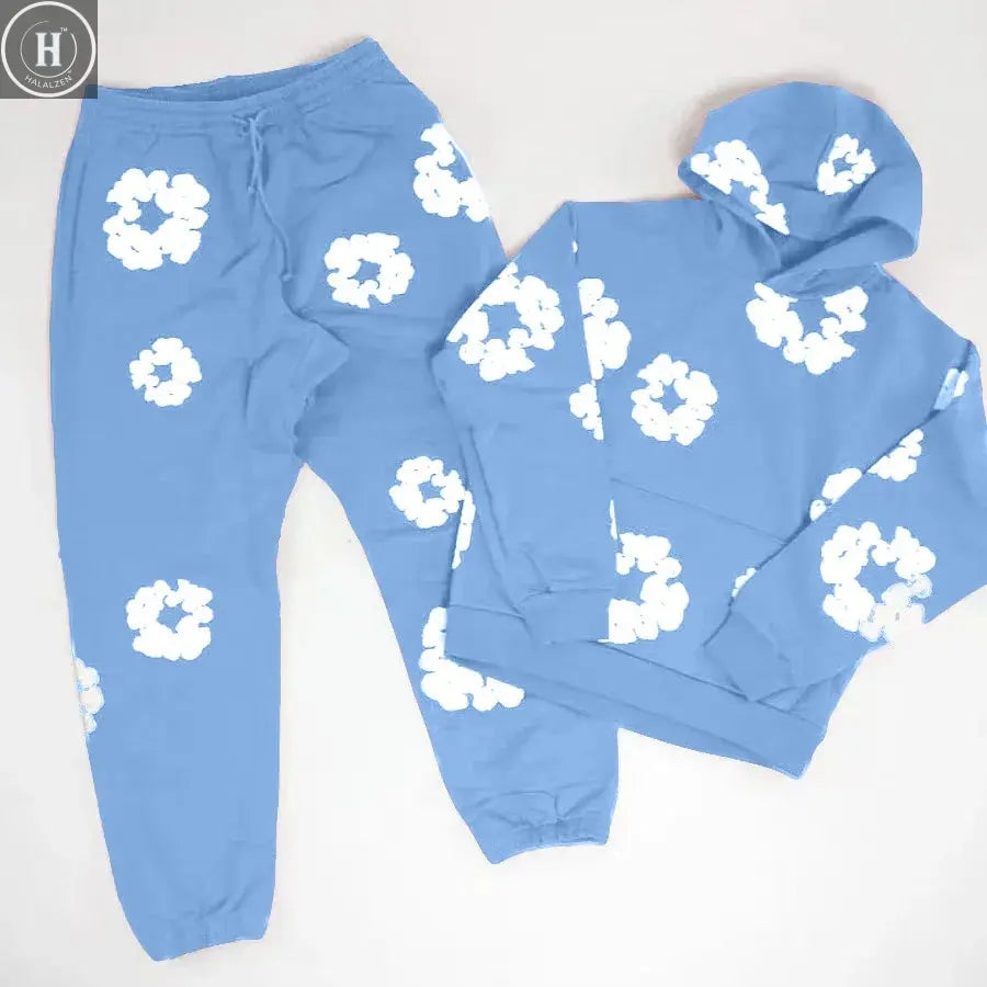 DENIM TEARS brand hot selling new fashionable cotton foam printed hoodie, European and American trendy men's sports suit HALALZEN