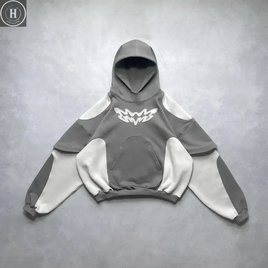 Y2k New Tops Harajuku Geometric Embroidery Splicing Gothic Youth Simple Daily Hoodies Women Sweatshirt Loose Pattern Casual Men HALALZEN