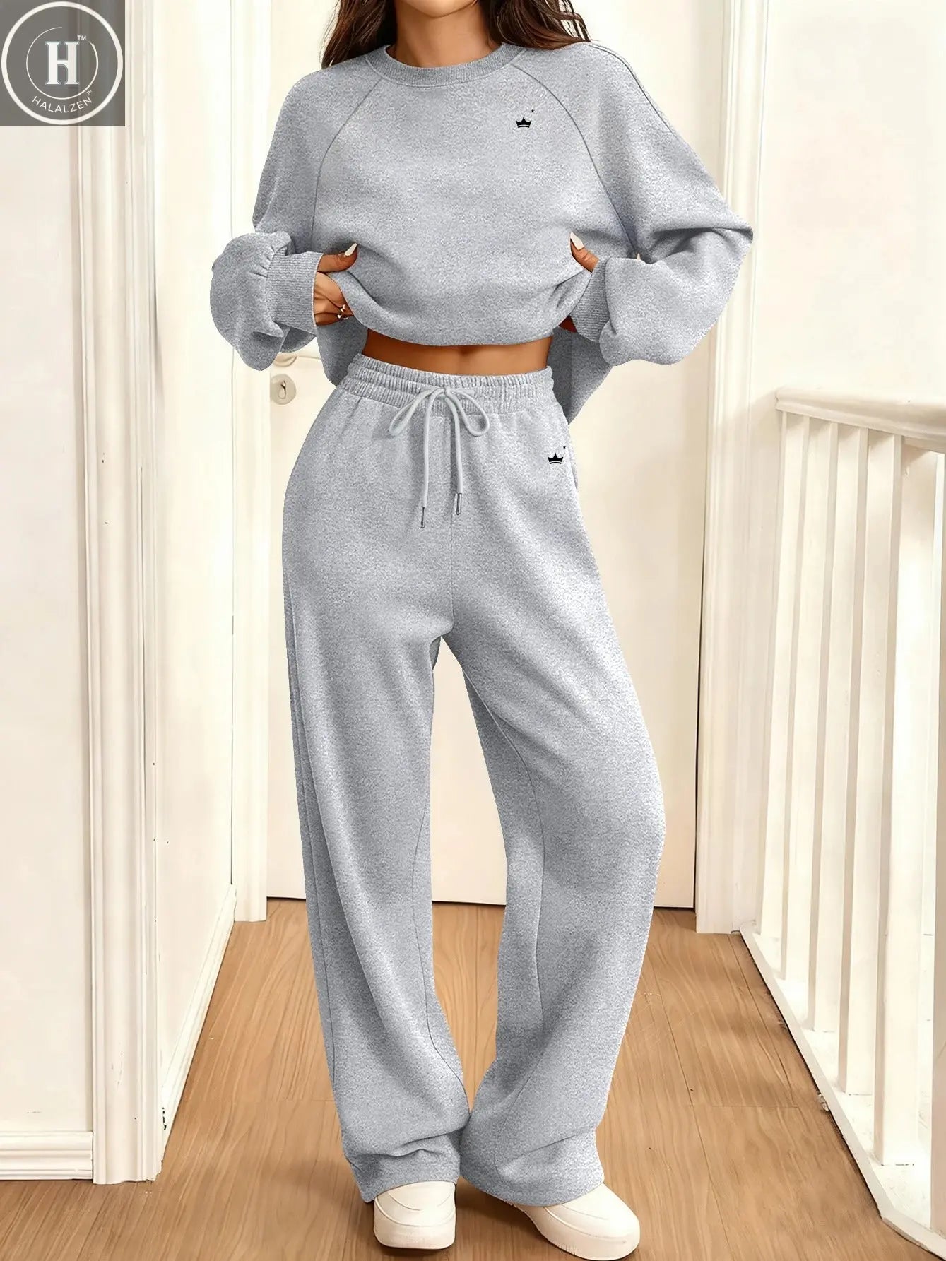2026 Autumn Winter Fashion Loose Set Round Neck Sportswear Women's Two-Piece Outfit HALALZEN