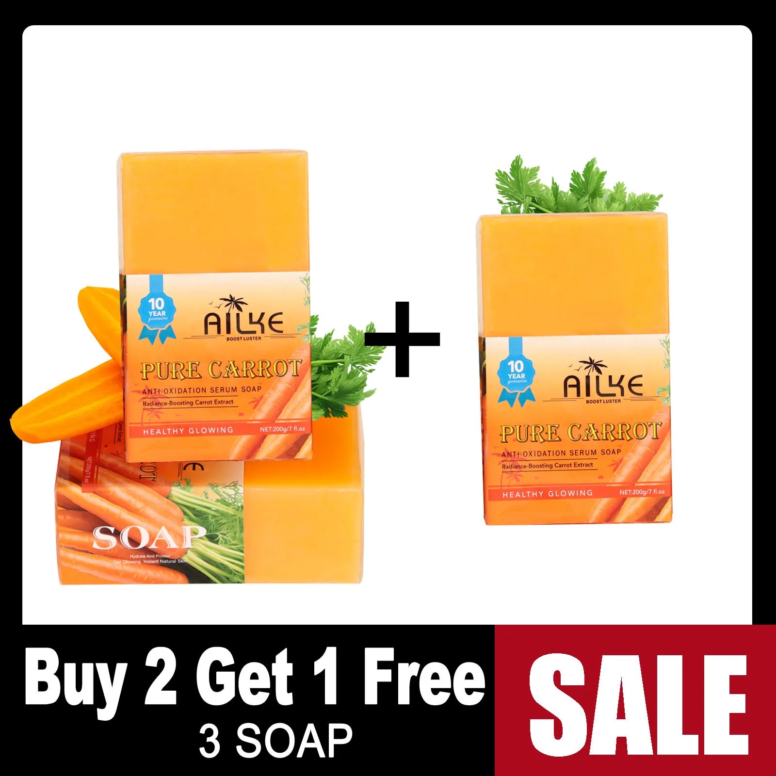 AILKE Pure Natural Carrot Anti-Oxidation Serum Soap, Whitening Soap Bar for All Skin Types, Cleaning Stains, With Vitamin C