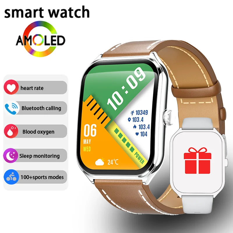 New Ultra Thin Smart Watch men 1.96" AMOLED HD Pixel Display Always Show Time BT Call Reminder Smartwatch Ladies For Android iOS