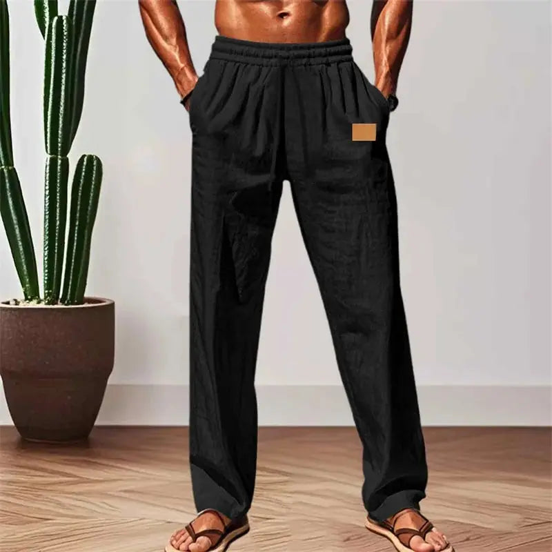 Men s Comfortable Elastic Waist Drawstring Pants with Loose Fit and Breathable Fabric Perfect for Casual Wear on the Beach or Halalzen UK