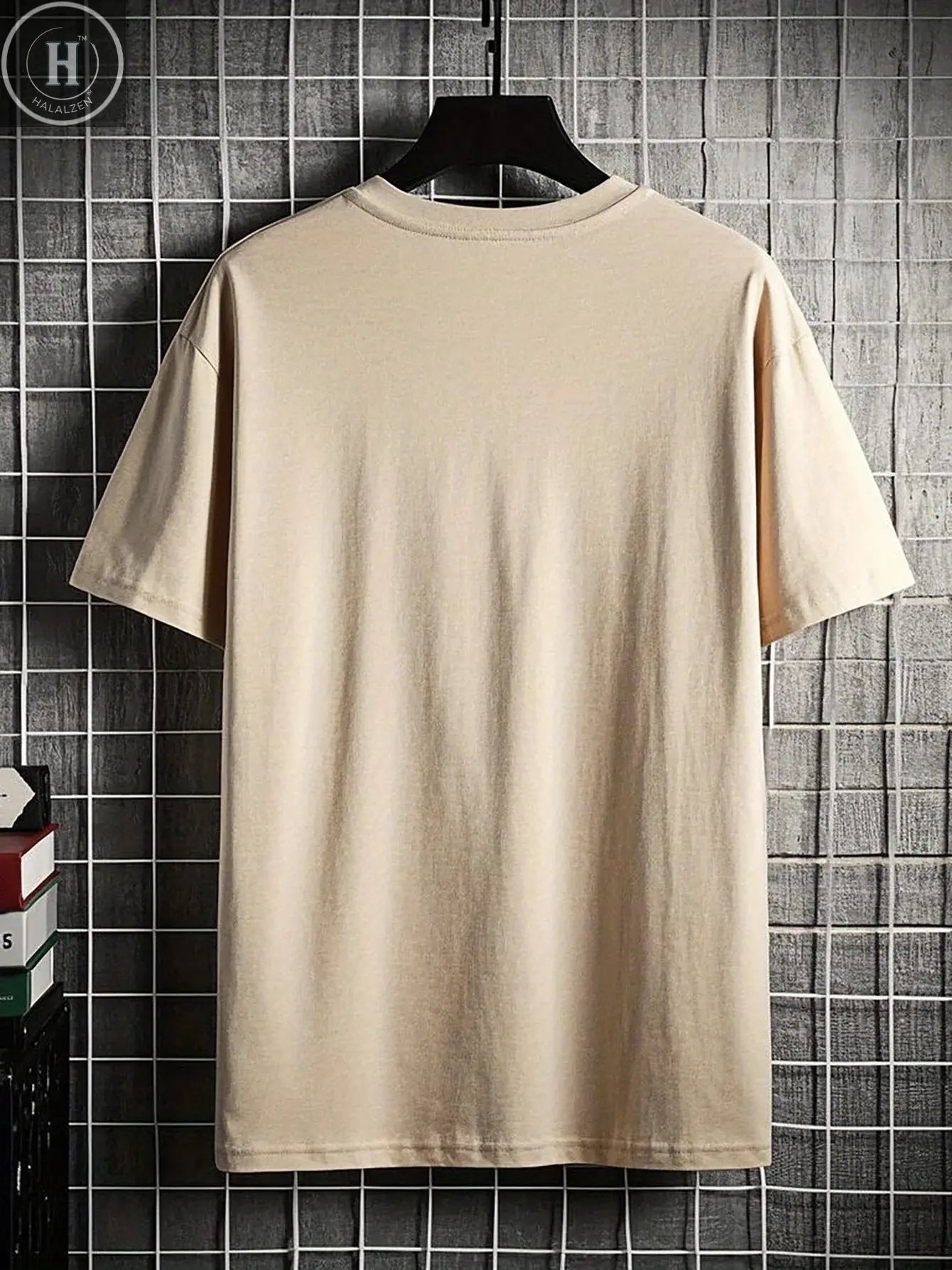 Men's 100% cotton fashionable casual loose oversized retro motorcycle pattern printed round neck short sleeved t-shirt HALALZEN