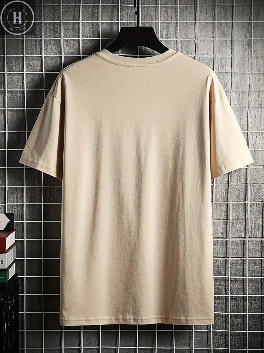 Men's 100% cotton fashionable casual loose oversized retro motorcycle pattern printed round neck short sleeved t-shirt HALALZEN