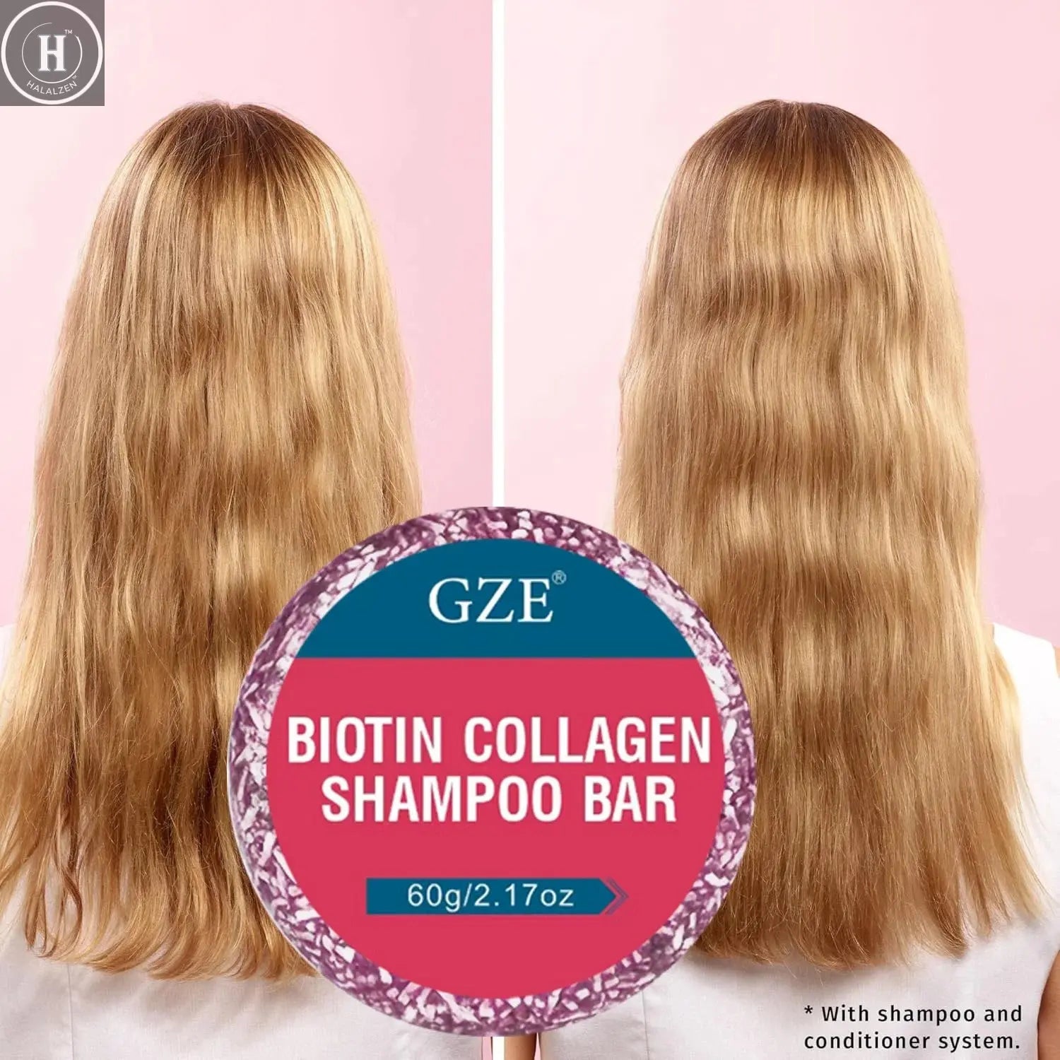 GZE Biotin Collagen Shampoo Bar  Clarifying Shampoo for Men & Women Strengthening HALALZEN