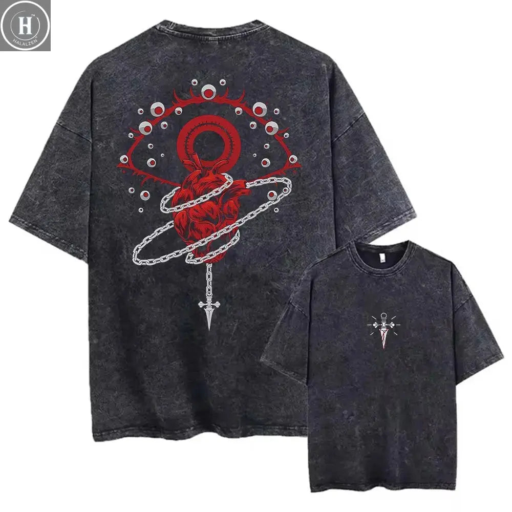 Japanese Anime Hunter X Hunter Printed Washed T-shirt 100% Cotton Fashion Comfortable Breathable Simple Harajuku Style in Summer HALALZEN