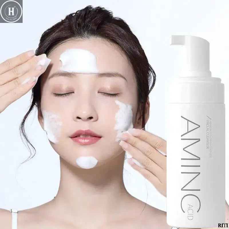 100/150ml Amino Acid Cleansing Mousse Oil Control Deep Cleaning Mites Removal Acne Moisturizing Face Cleanser Foam Brighten Skin HALALZEN