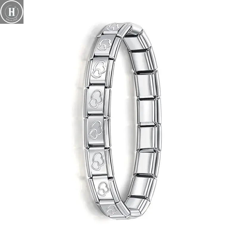 Hapiship New Women's Jewelry 9mm Width Italian Elastic Charm Bracelet Fashion Stainless Steel Bangle ST- HALALZEN