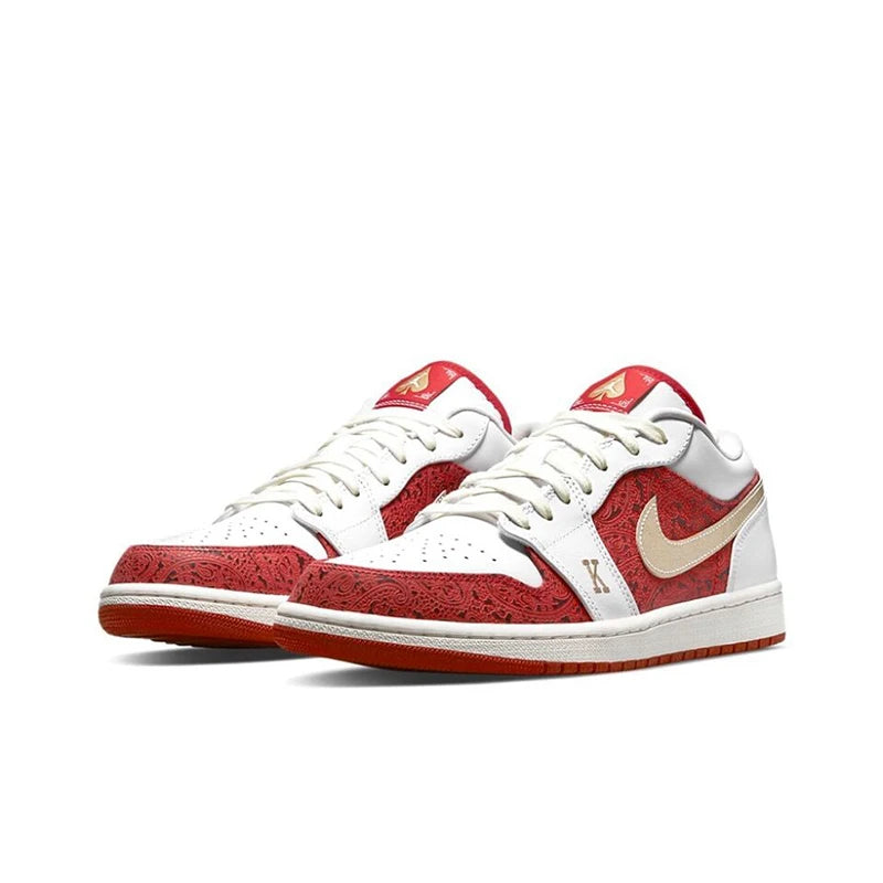 Original Air Jordan 1 low "Red Anti-Slip Low Top Retro Basketball Shoes Men's Sneakers