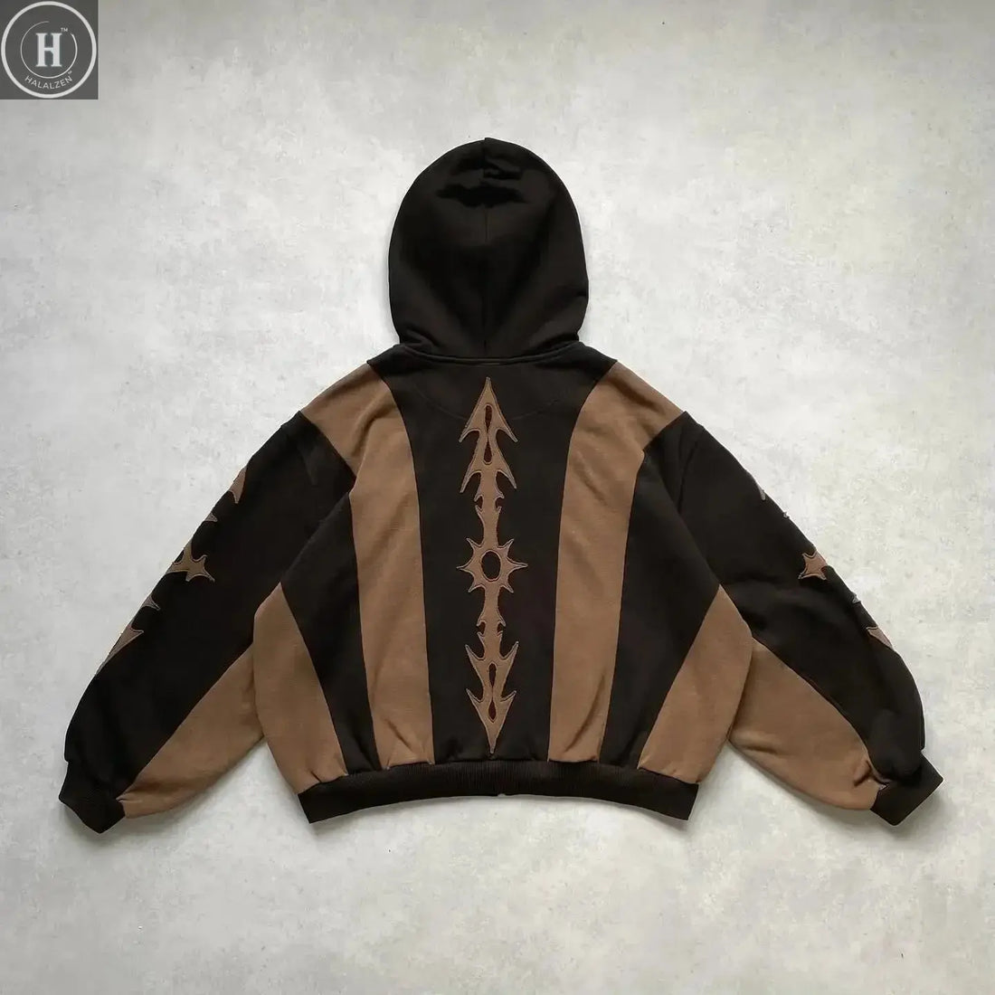 Y2k New Tops Harajuku Geometric Embroidery Splicing Gothic Youth Simple Daily Hoodies Women Sweatshirt Loose Pattern Casual Men HALALZEN