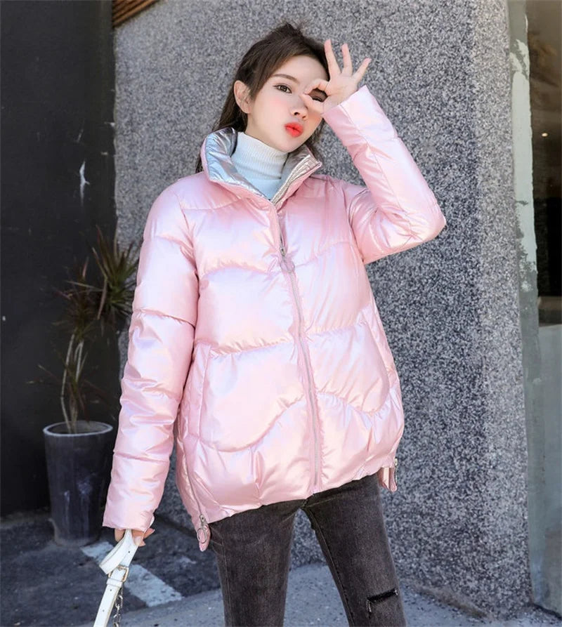 2022 New Winter Jacket Women Parkas Glossy Warm Thicken Coat Female Cotton Padded Parka Waterproof Outwear Loose Snow Jacket