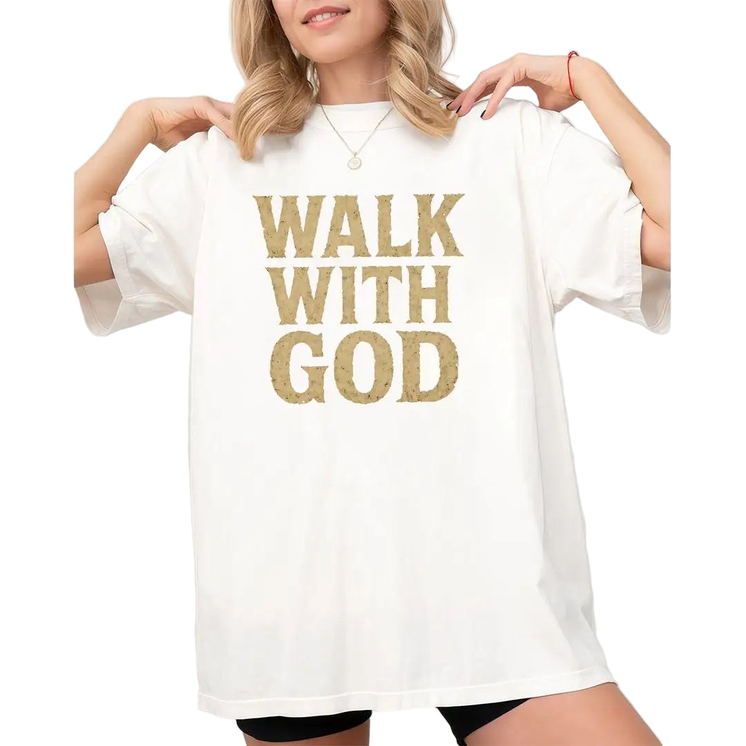 Spiritual Walk With God Tee Shirt Motivational Christian Gift Unisex Religious Apparel Faith Based Graphic T-Shirt Casual Top