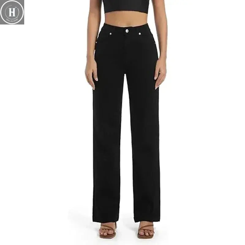 2025 Women Pink Beige Straight Leg Jeans Female Retro Solid High Waisted Denim Pants Girls Trendy Fashion Daily Cheap Trousers Halalzen UK