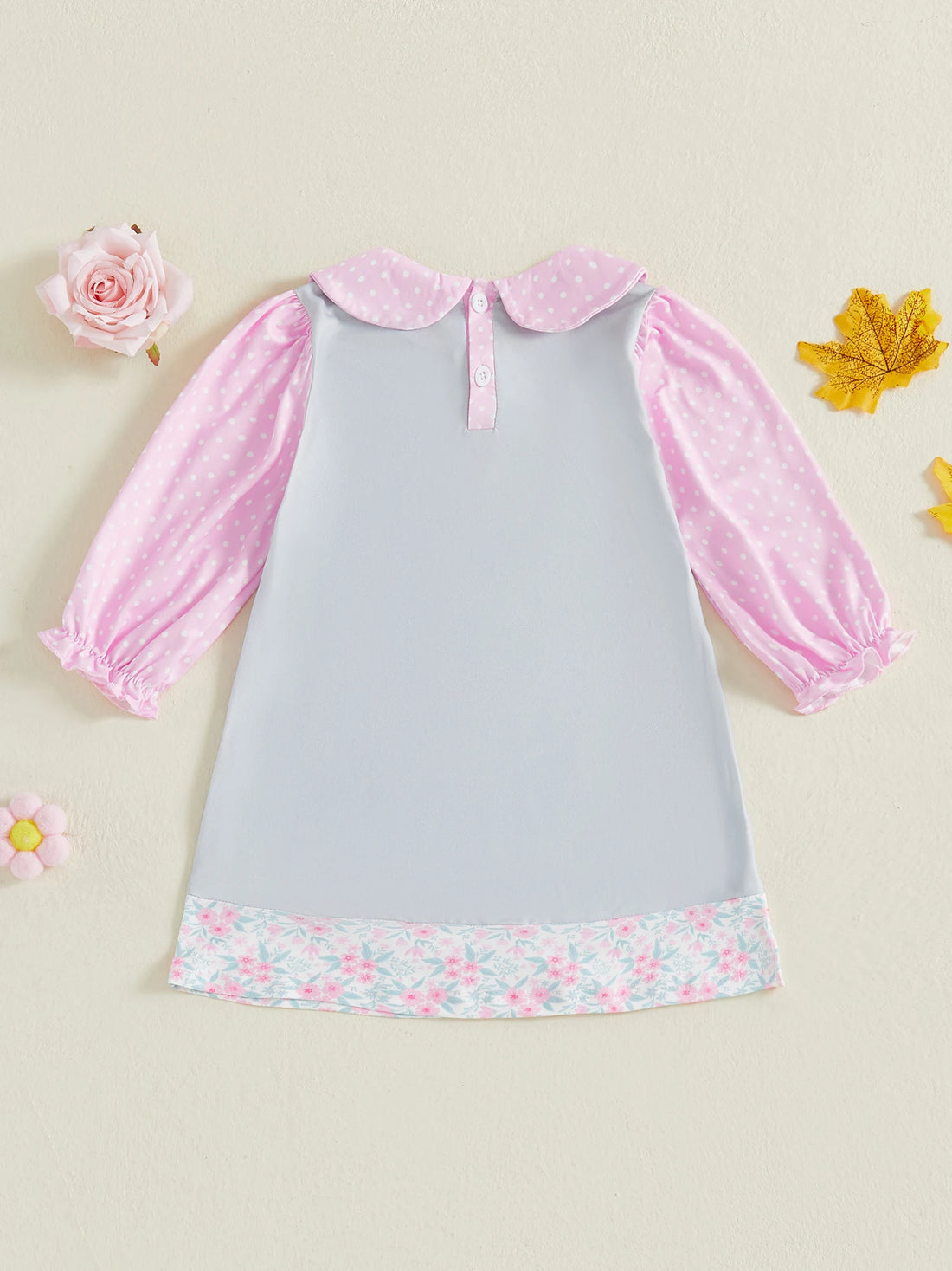 Adorable Infant Girl Fall Dress with Cute Turkey Embroidery and Lantern Sleeves for Thanksgiving Celebration