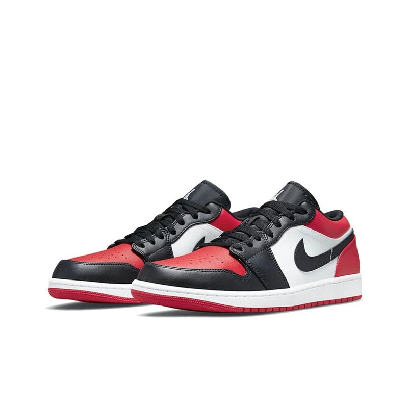 Original Air Jordan 1 Low "Bred Toe" For Men's Classic Retro Basketball Street Casual Sneakers Shoes