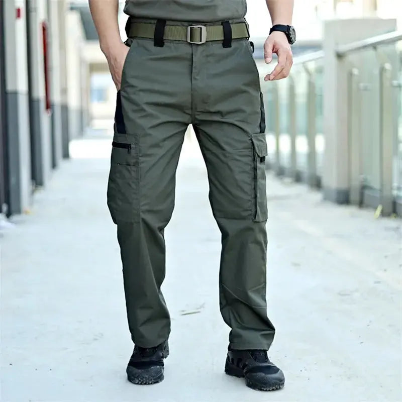 Men s Tactical Cargo Pants Lightweight Elastic Waist Outdoor Work Trousers with Multi-Pockets for Hiking and Camping Halalzen UK