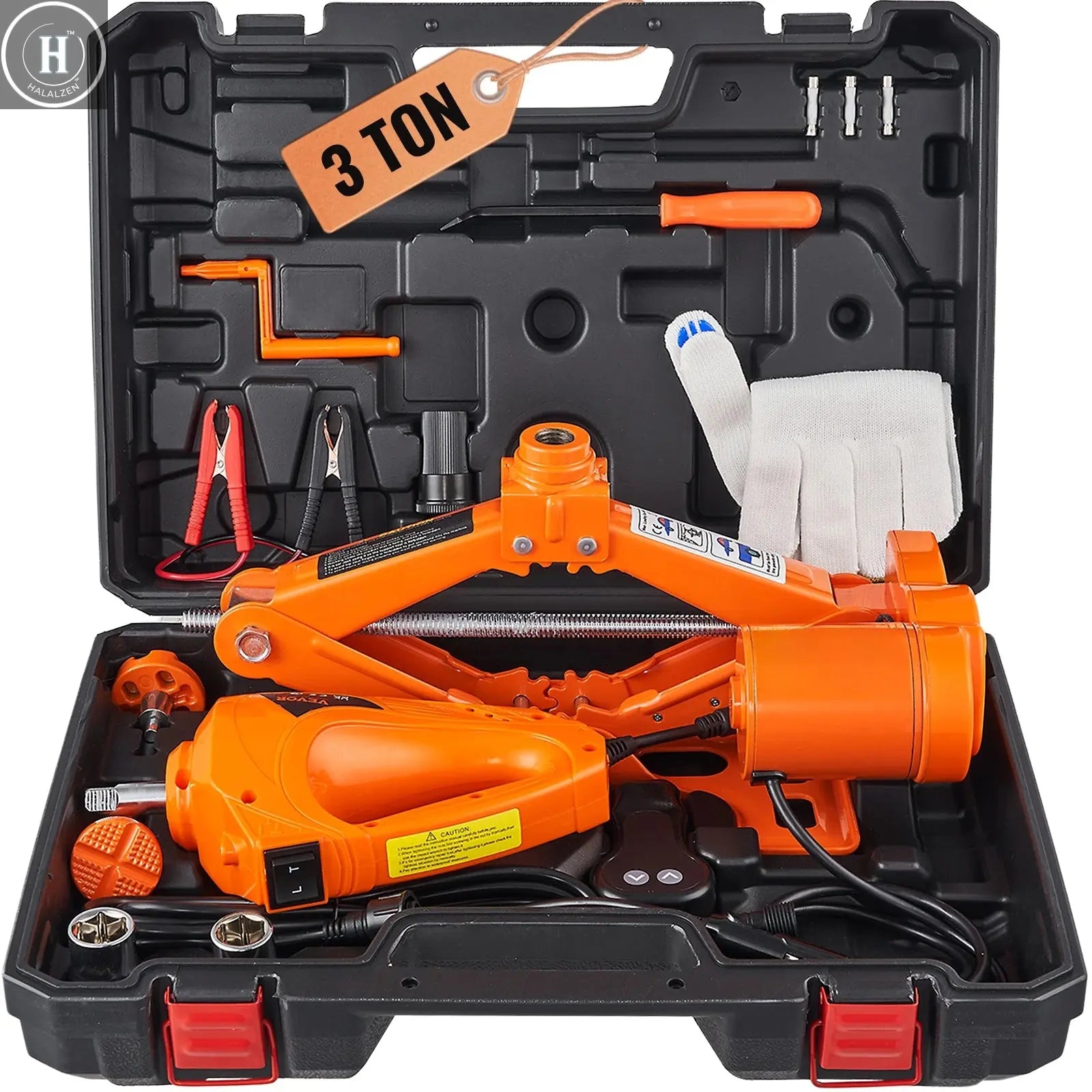 SucceBuy Electric Car Jack 3T Scissor Jack with Electric Impact Wrench 12V Car Jack with Double Saddle for SUV Truck Tire Change HALALZEN