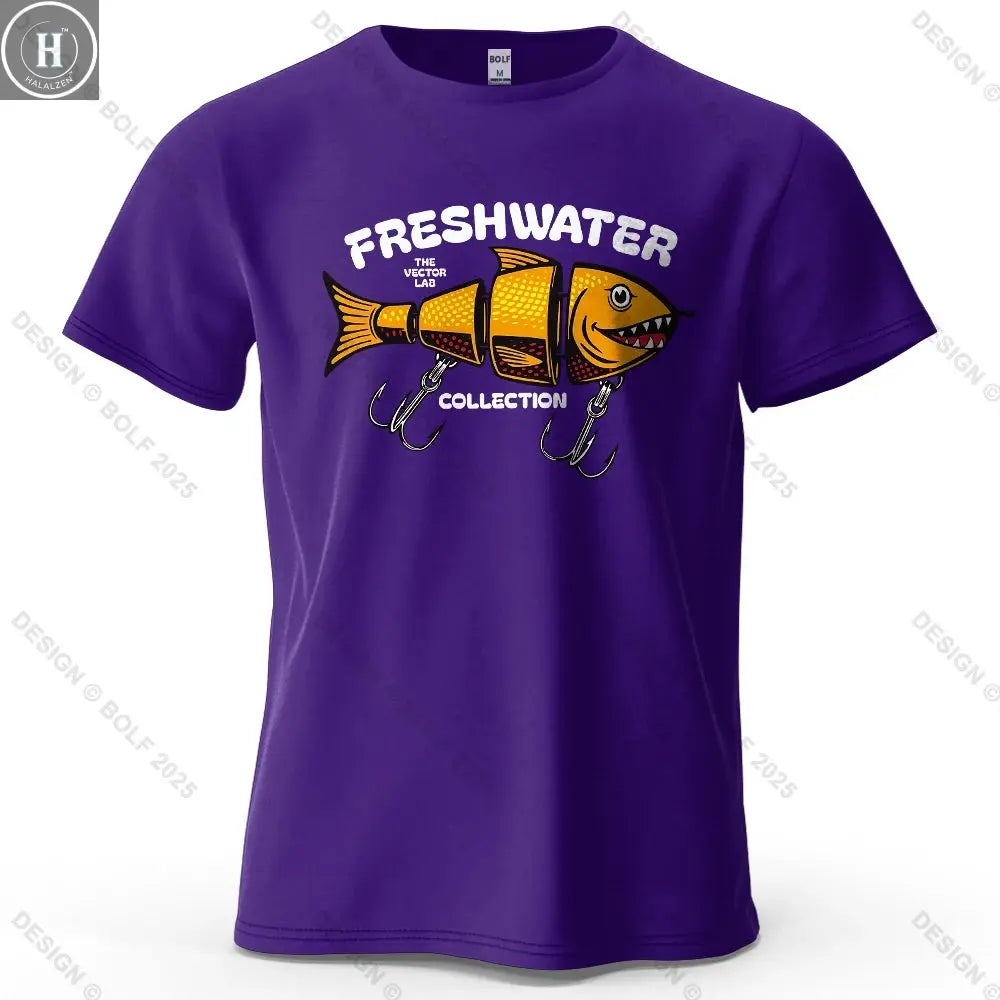 Fishing Lure Pattern Printed Men's T-Shirt 100% Cotton Oversized Fishing Hobby Graphic Tees for Women Tops Tees Streetwear HALALZEN