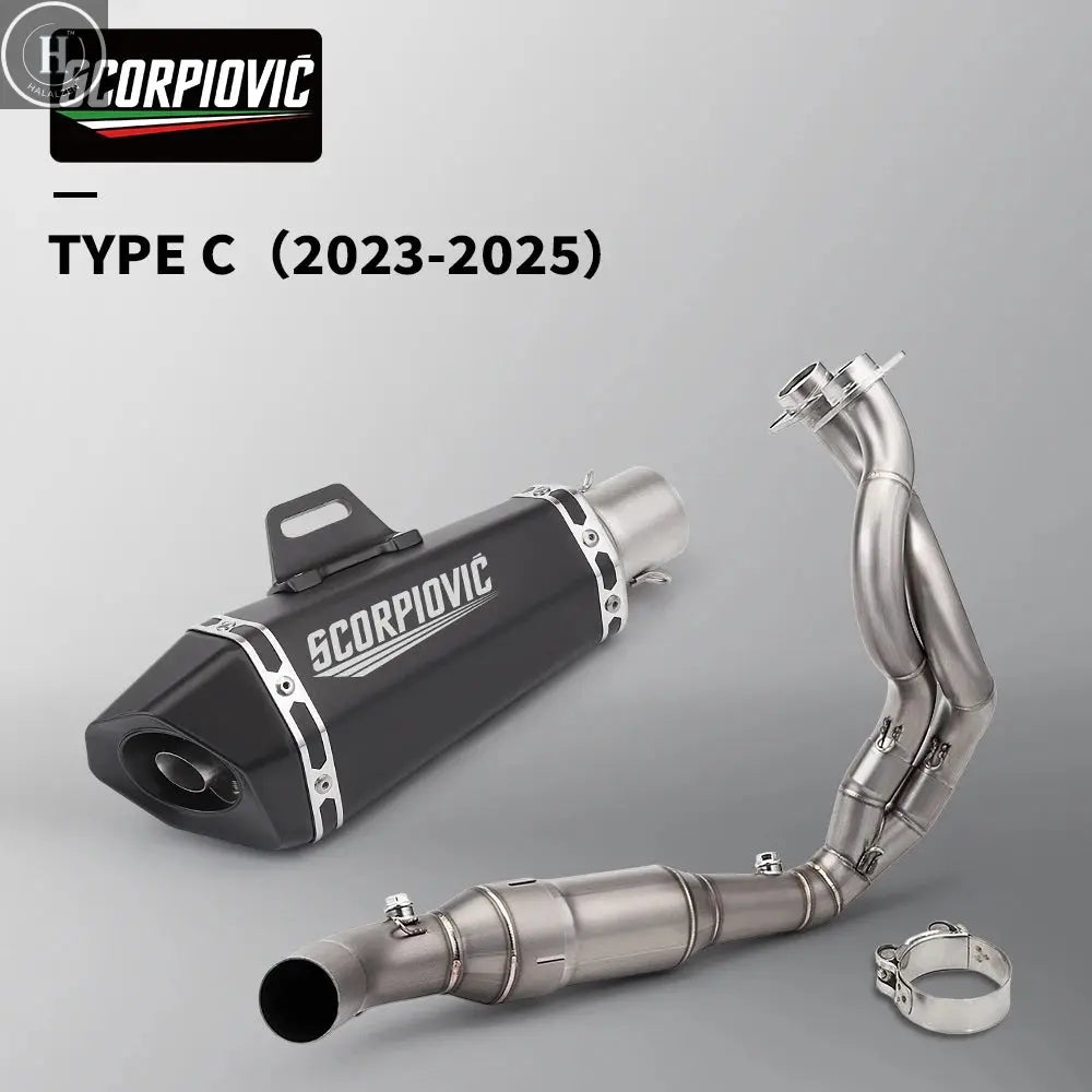 Carbon Fiber Moto Exhaust Escape Full System Muffler DB Killer Front mid Link Pipe for ER6N ER6F Versys 650 Z650 Ninja 650 HALALZEN