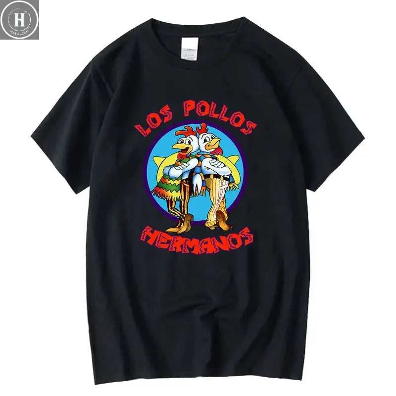 Summer Men's Short Sleeved High Quality 100% Cotton Breaking Bad LOS POLLOS Chicken Brothers Printed Casual For Men T-shirt Male HALALZEN