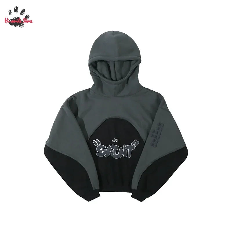 Foam Logo SAINT Oversize Plush Hoodies Men Woman Hooded Pullovers Sweatshirts Best Quality Autumn Winter Splice Streetwear