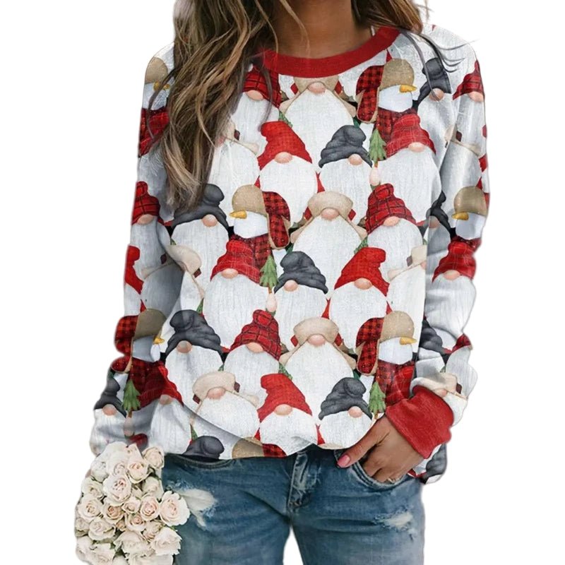 3D Print Women's Sweatshirts Christmas Snowman Sweatshirt Santa Claus Casual Crewneck Hoodie Y2k Street Fashion Pullover Tops