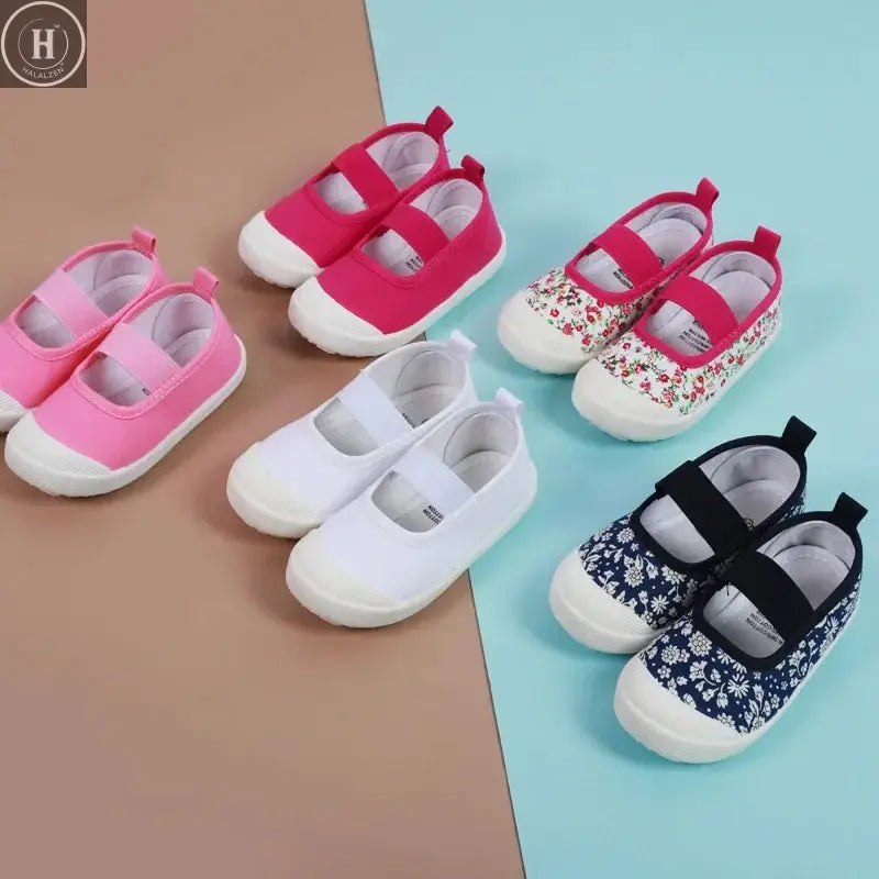 2025 New Spring Autumn Baby Girl Shoes Kids Canvas Shoes Children Casual Sneakers Candy Color Flowers For Girls Floral Prints Halalzen UK