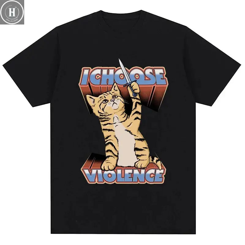 I Choose Violence T Shirt Funny Duck Humor Slogan Short Sleeve T-shirts Men Women 100% Cotton Loose Oversized T-shirt Streetwear HALALZEN