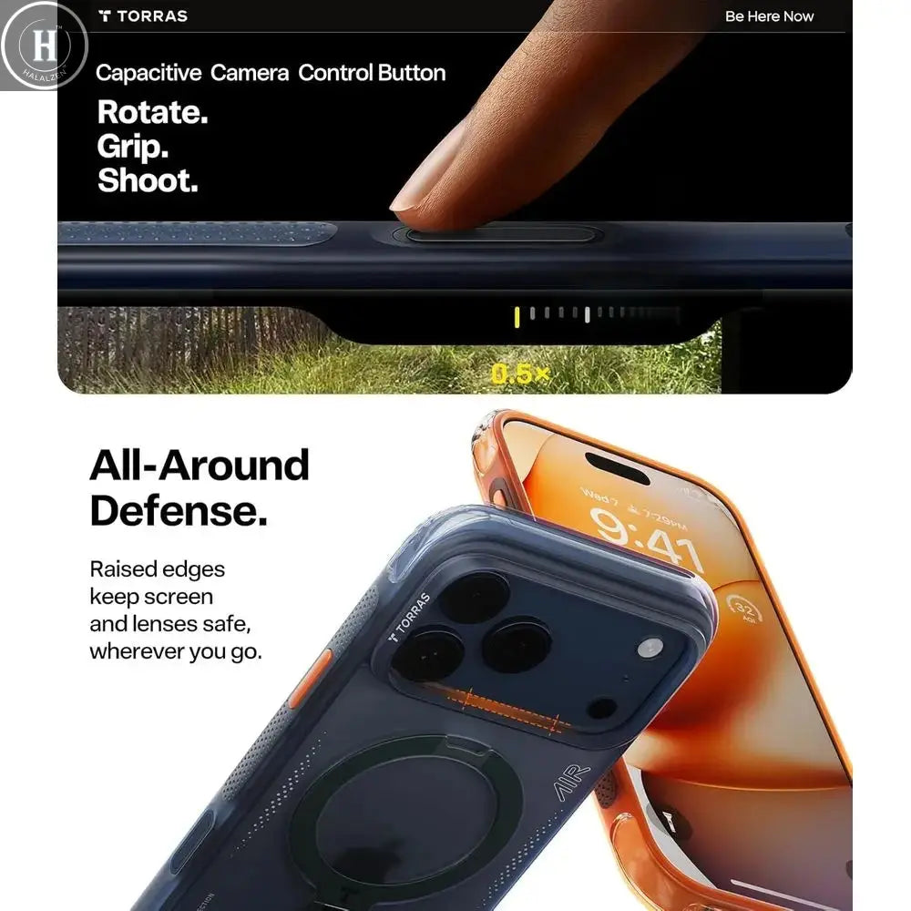 Magnetic 360 Stand iPhone 17 Pro Max Case, MagSafe Compatible, Military-Grade Protection, Camera Shortcut, Shock-Resistant, Midn Halalzen UK