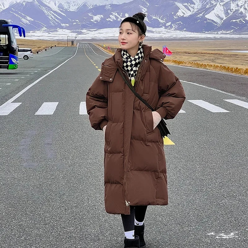 Winter Jacket 2023 New Long Straight Coat Casual Women Parkas Clothes Hooded Waterproof Jacket Female Snow Wear Outerwear