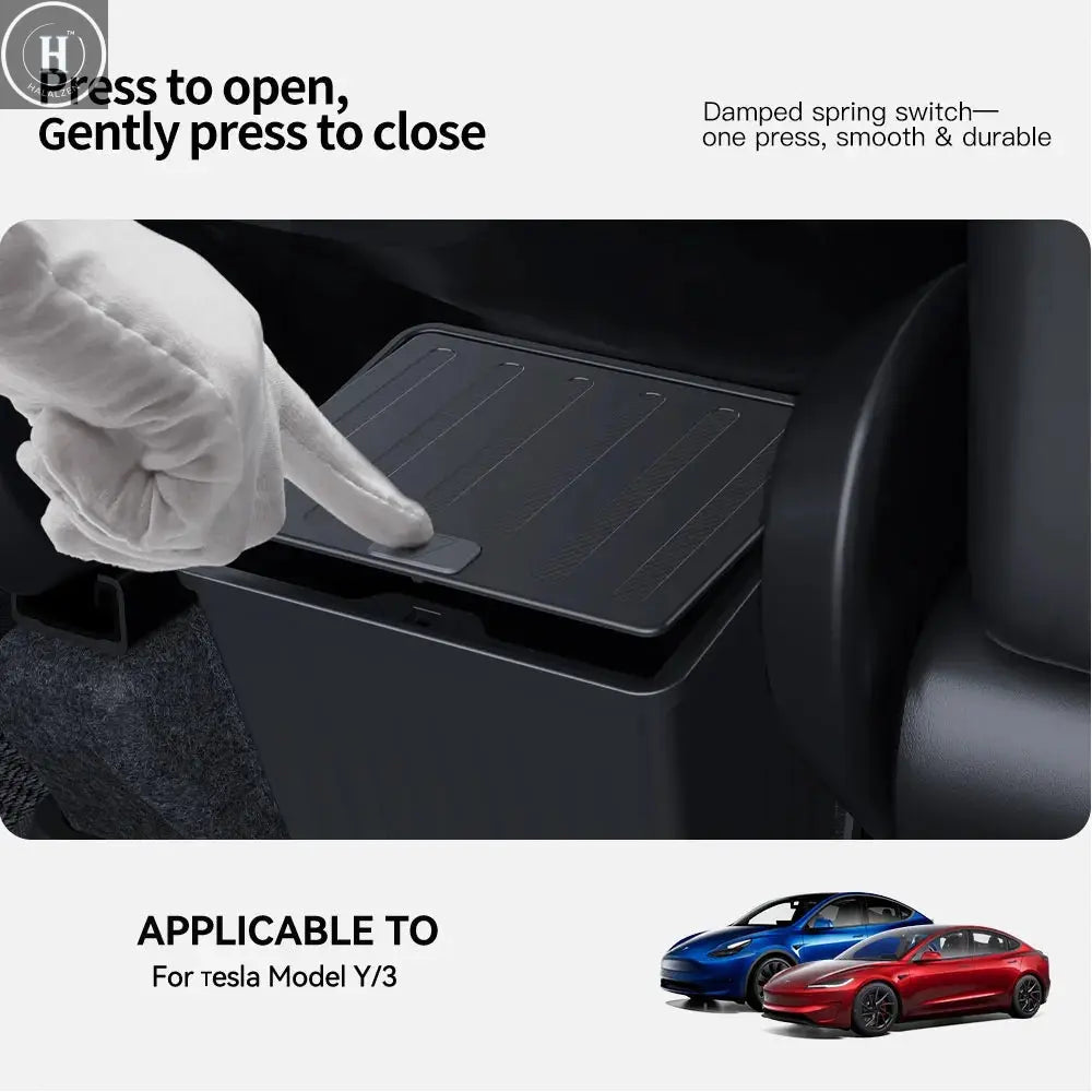 YZ For Tesla Model 3 Y Juniper Highland Rear Seat Storage Box Organizer Car Center Console Bins Backseat Trash Can Garbage Bag HALALZEN