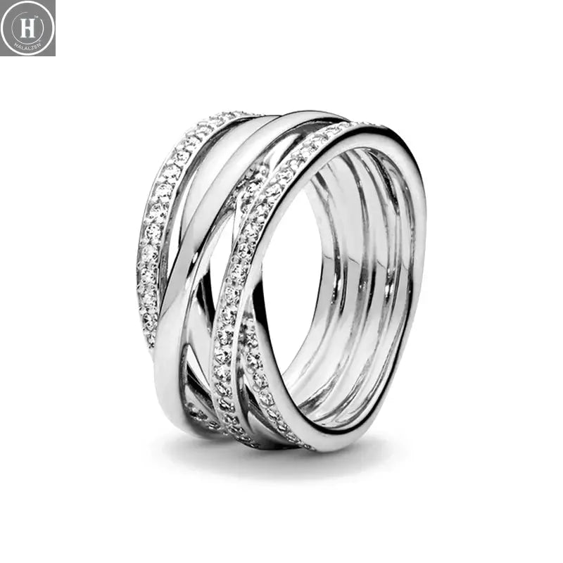 Hot Sale Original 925 Sterling Silver Women Finger Rings for Women Silver Love Heart Rhomboid Moon Star Luxury Jewelry Trinkets HALALZEN