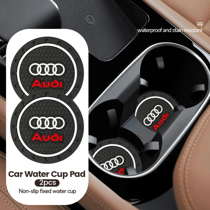 2pcs Car Auto Water Cup Slot Non-Slip Mat Accessories For Audi Sline A4 TT A6 A3 A8 Q3 Q5 Q7 Q8 Car Accessories