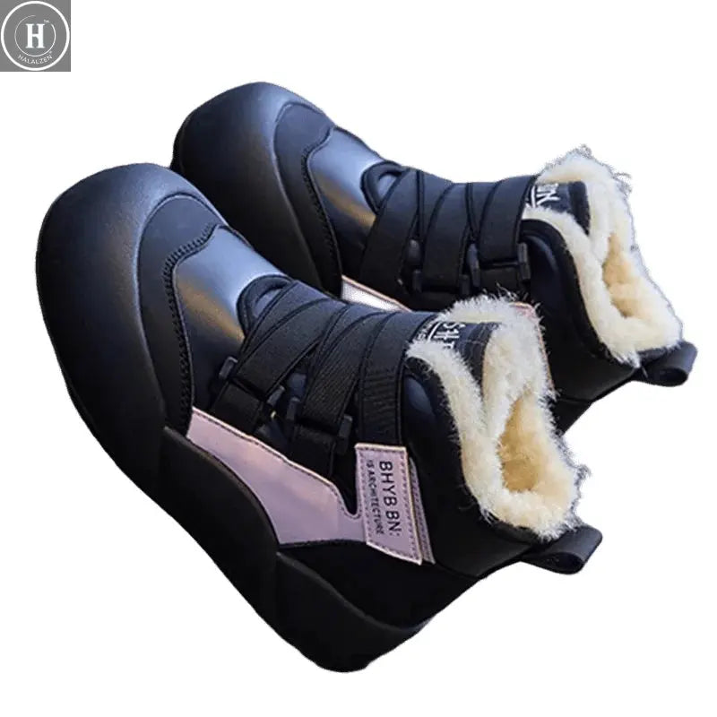 Girl's cotton shoes boy's winter cotton shoes with thickening and fleece lining baby shoes  children's ankle boots HALALZEN