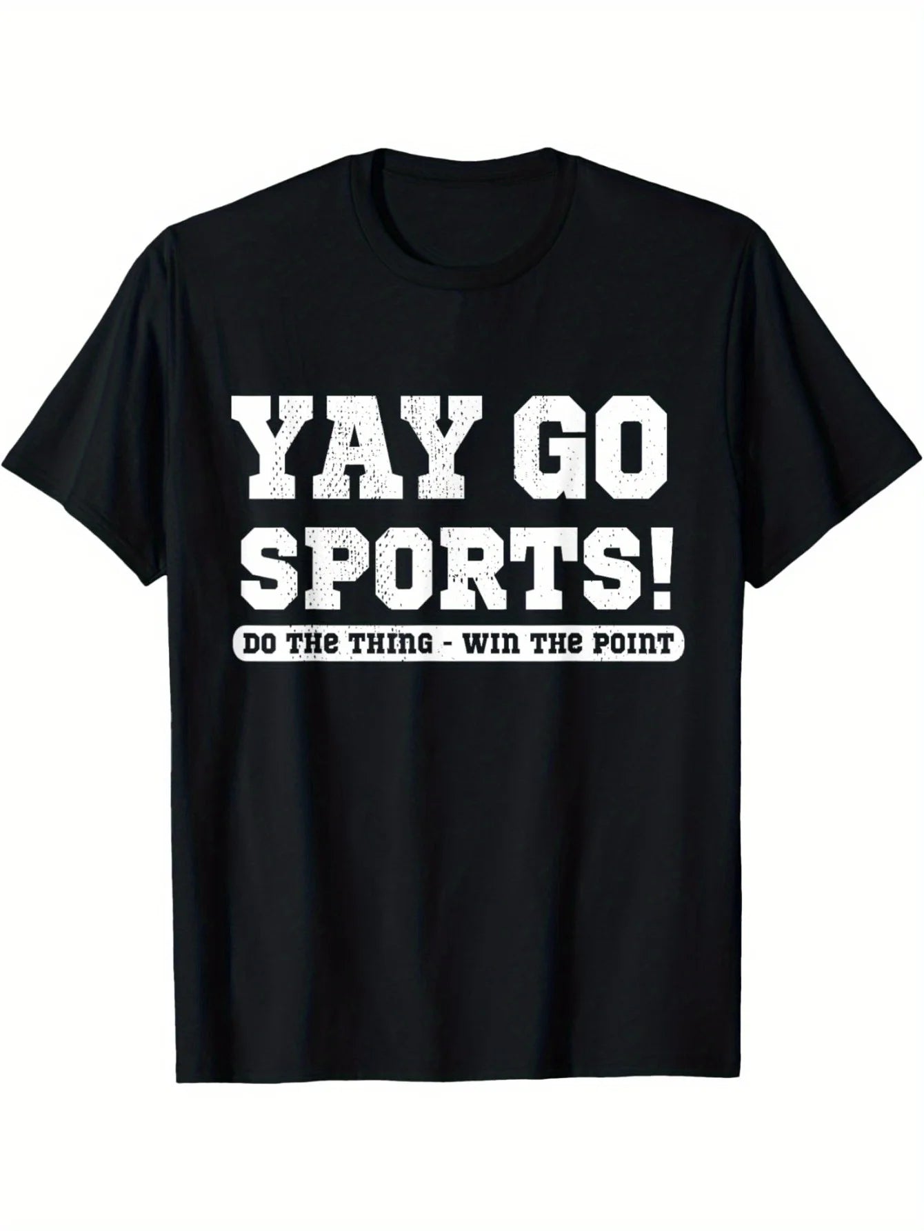 1pc Yay Go Sports Motivational T-Shirt 100% Cotton Crew Neck Slight Stretch Casual Striped Tee for Adults Ideal for Sports