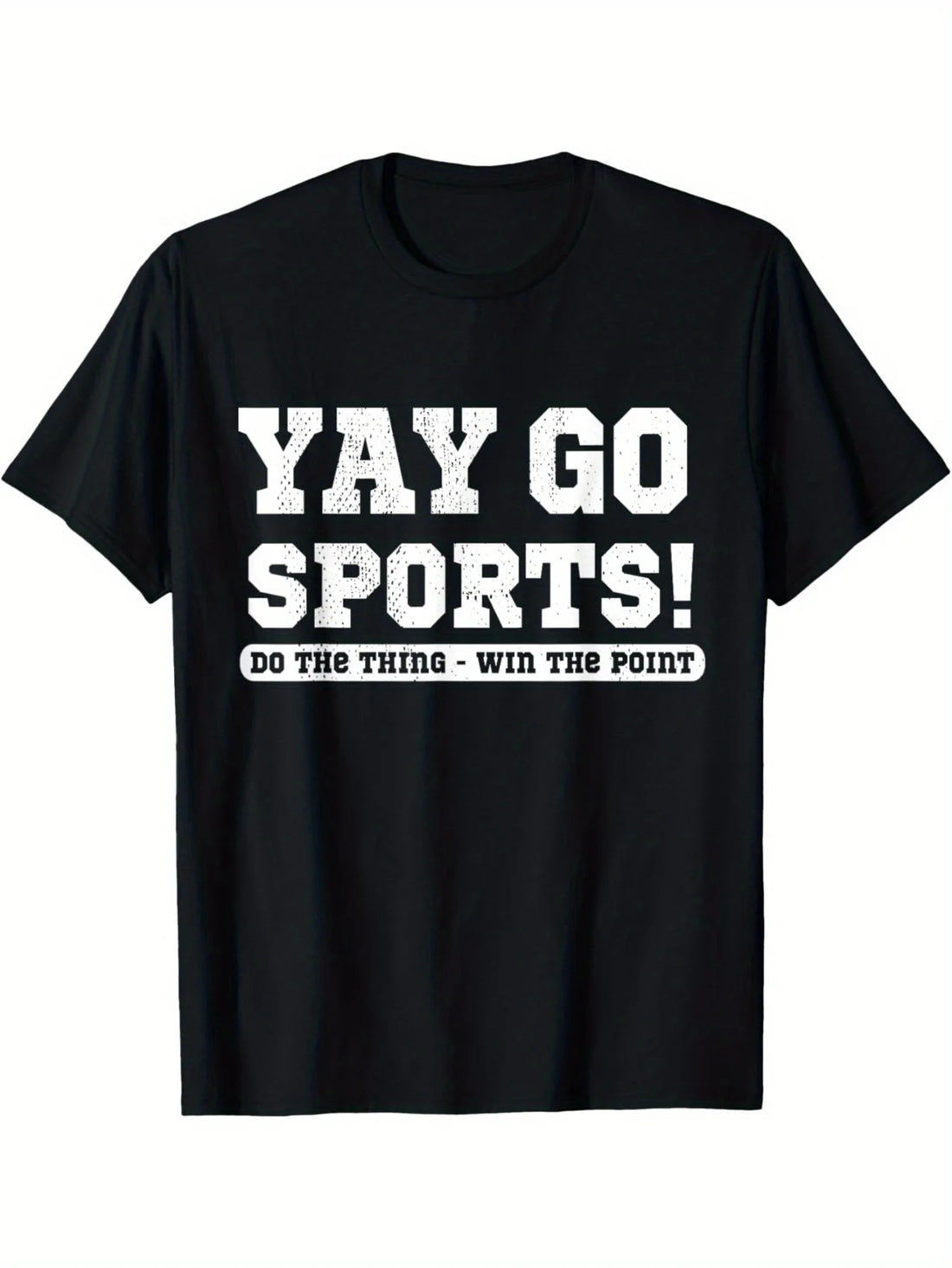 1pc Yay Go Sports Motivational T-Shirt 100% Cotton Crew Neck Slight Stretch Casual Striped Tee for Adults Ideal for Sports