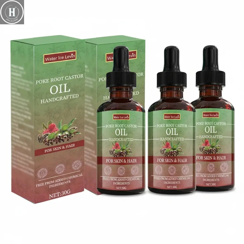 Poke Root Castor Oil for Skin & Hair - Natural Handcrafted Blend, Deep Moisture, Winter Nourishment, Chemical-Free Formula HALALZEN