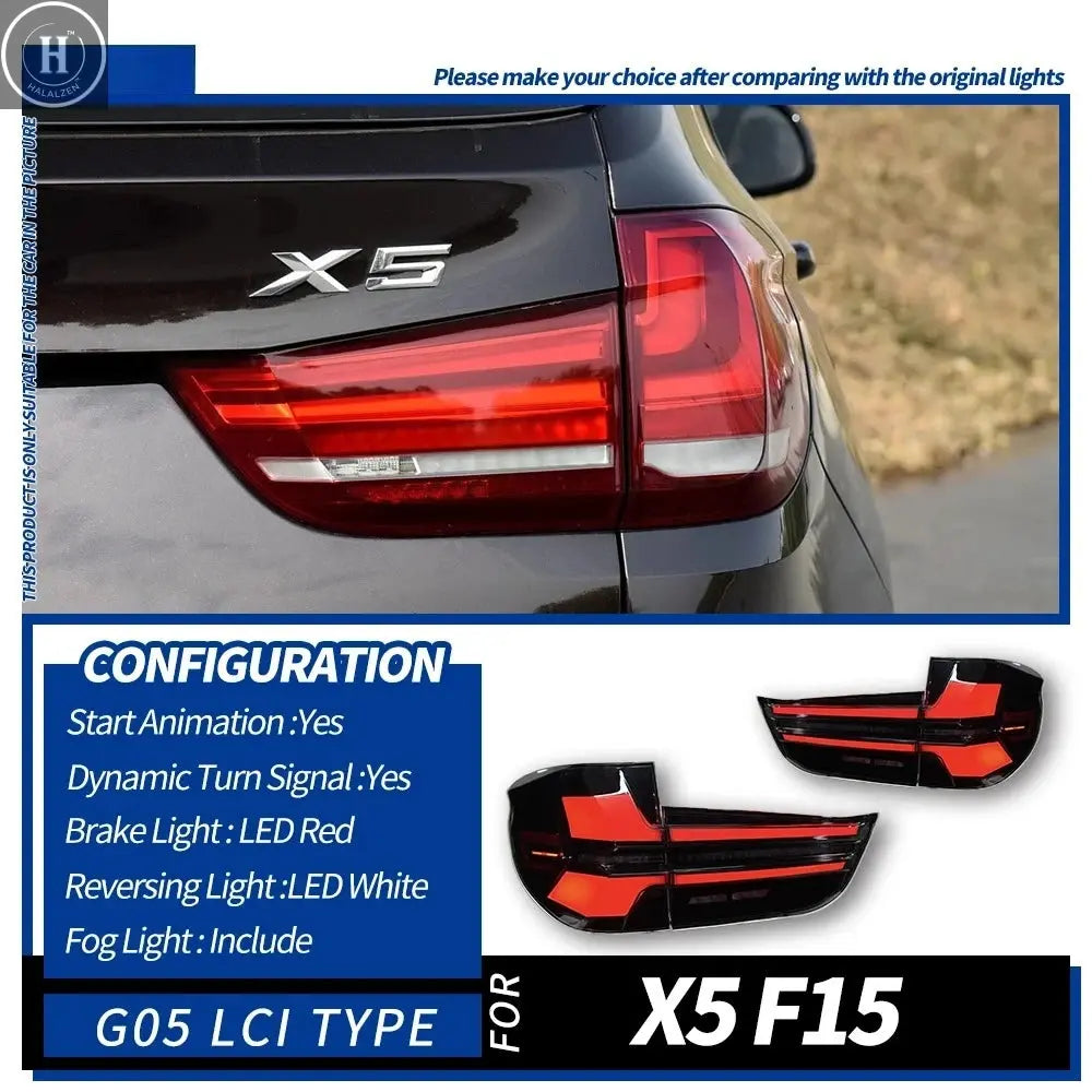 Car LED Tail Light Assemblies For BMW X5 F15 X5M F85 2014-2018  Auto Fog DRL Brake Turn Signal Lamp Plug and Play HALALZEN