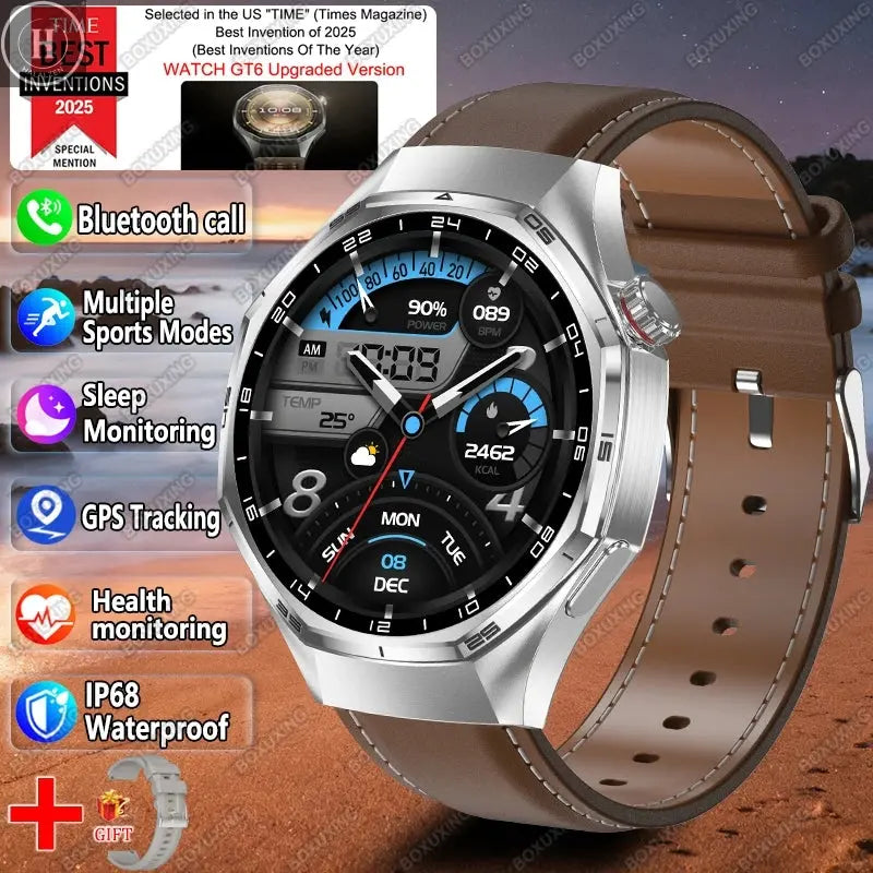 2026 New Watch 6 Pro Smart Watch AMOLED Screen GPS Tracker HD Bluetooth Call Waterproof Sports Health Monitoring Smartwatch Men HALALZEN