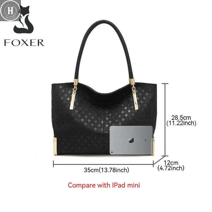 FOXER Brand Genuine Leather Handbag Winter Women Original Design Shoulder Bag Luxury Tote Large Capacity Lady Bag Chrismas Gift HALALZEN