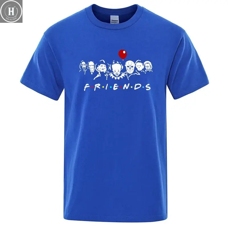 Men's High Quality T-shirt 100% Cotton T-shirt Funny Friends Print T Shirt Loose Summer Cool O-neck Men T-shirt Male Tops Tee HALALZEN