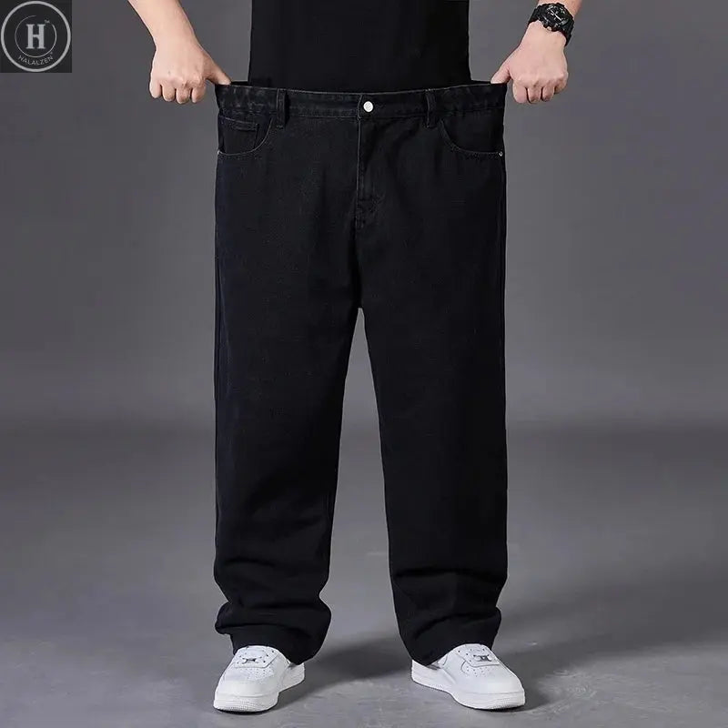Big Size Jeans Men Good Quality Large Size Jumbo Long Loose Pants Plus Size Loose Jeans Men Wearable Seasons Denim Baggy Jean HALALZEN