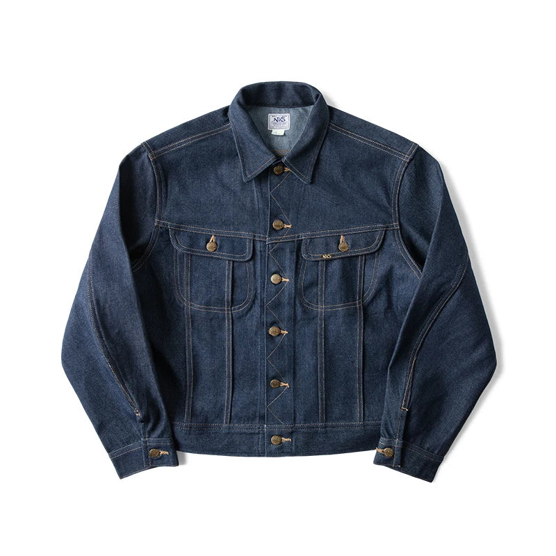 NON STOCK FLYERS Primary Color Left Oblique Anti-shrink Denim 101J Short Denim Jacket Retro Knight Jacket