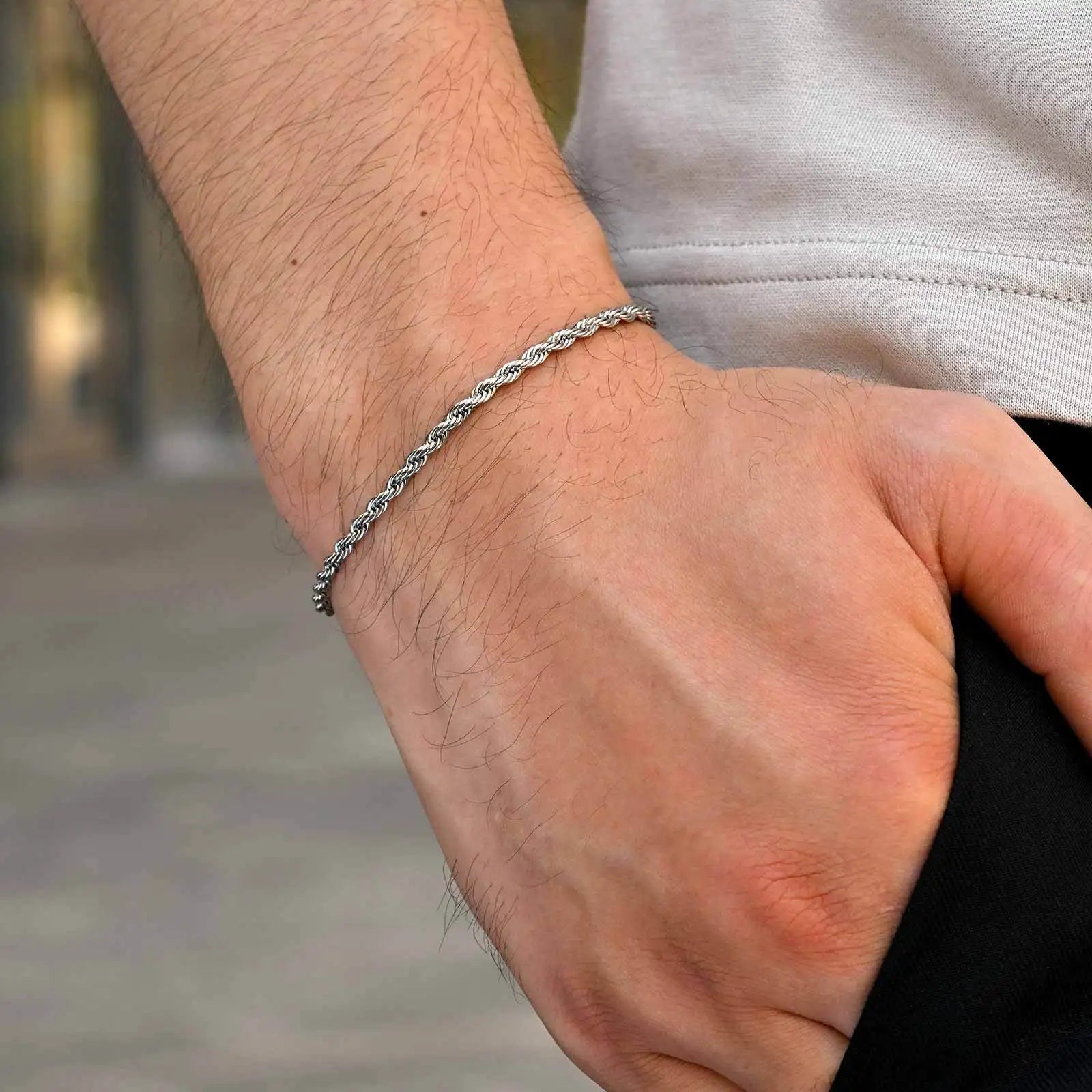 3pcs Stylsh Cross Men's Bracelet,Punk Stainless Steel Stacked Chain Link Wristband,Birthday Anniversary Gift for Him