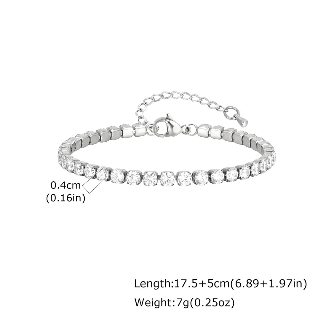 2/3/4/5MM Luxury Zircon Tennis Chain Bracelet for Women, Stainless Steel Bracelet Zircon Chain Bracelets, Dainty Jewelry Gift