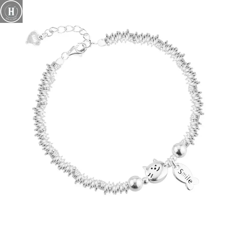 VENTFILLE 925 Sterling Silver Butterfly Bracelet for Girl Bead String Design Insect Fashion Versatile Jewelry Gift Dropshipping HALALZEN