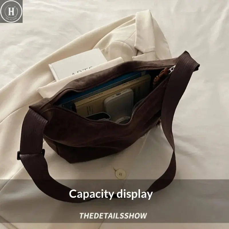 Leopard Print Crossbody Bag Women Fashion Large Capacity Hobo Shoulder Bag Casual Multi Pocket Commuter Tote Bag HALALZEN