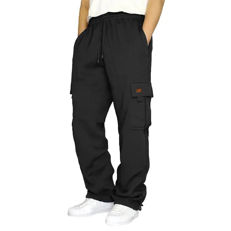 Men’s Loose Cargo Pants Casual Drawstring Elastic Waist Wide Leg Athletic Sweatpants Outdoor Trousers Halalzen UK